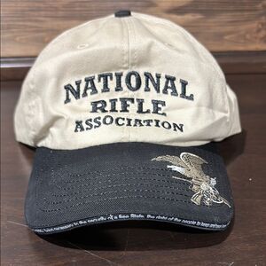 NRA National Rifle Association Tan Black Adjustable Baseball Cap Hat